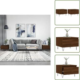 vidaXL Tavoli da salotto moderni - vidaXL Tavolini Salotto 2pz Rovere Marrone 50x46x35 Legno Multistrato - Tavoli da salotto in legno