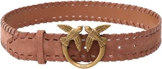Pinko Love Berry Weaving Riem Antique Gold - Dames - Riemen - Bruin - S - Leer - Accessoires