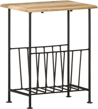 vidaXL Revistero Madera Maciza De Mango Y Acero 40x30x50 Cm Vidaxl