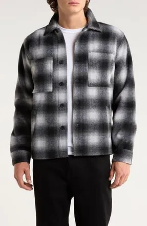 Percival Check Wool Blend Flannel Overshirt in Grey at Nordstrom Rack, Size Small