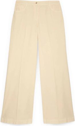 Fiorella Rubino Wijde Pijpen Broek - Dames - Wijde Broeken - Beige - XL - Katoen - Broeken