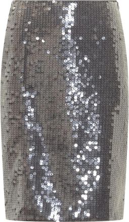 Rotate Net Sequin Midi Rok - Dames - Kokerrokken - Grijs - S - Polyester - Rokken