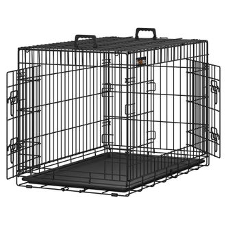 FEANDREA Jaula para perros con 2 puertas 92,5 x 57,5 x 64 cm de color negro