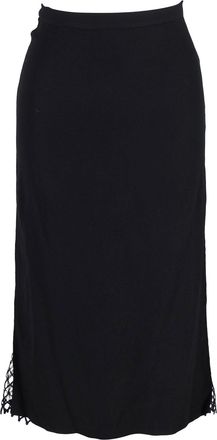 Adam Lippes Midi Skirt with Mesh Side in Black Silk