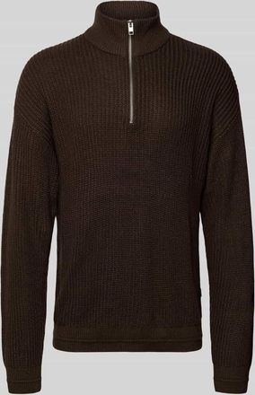 Jack & Jones Jack & Jones Strickpullover mit Reißverschluss Modell KAITO in Dunkelbraun, Größe XXL