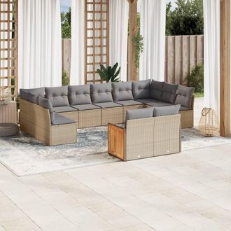 vidaXL Set De Sof&aacute;s De Jard&iacute;n 12 Pzas Y Cojines Rat&aacute;n Sint&eacute;tico Marr&oacute;n Vidaxl
