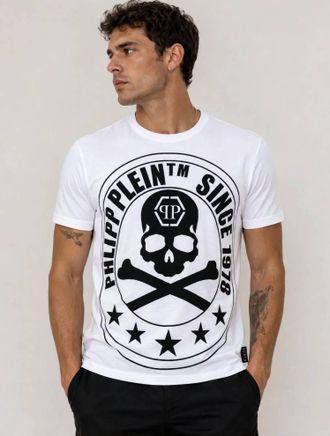 Philipp Plein Graphic Crewneck T Shirt In White