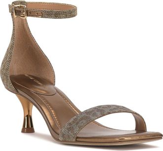 Vince Camuto Vinkely Square Toe Kitten Heel Sandal in Light Bronze Sparkle Leopard at Nordstrom Rack, Size 8.5