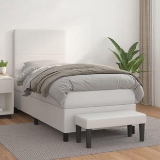 vidaXL Vidaxl - Cama Box Spring Con Colch&oacute;n Cuero Sint&eacute;tico Blanco 80x200 Cm