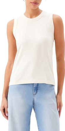 Karen Kane Crewneck Rib Tank in Cream at Nordstrom, Size Large