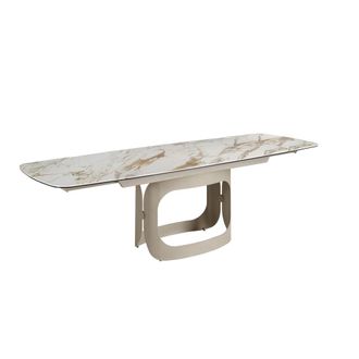 Angel Cerd&aacute; Mesa comedor extensible ovalada barril m&aacute;rmol porcel&aacute;nico