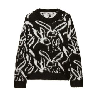 Msgm Round-neck Knitwear, female, Black, Size: S Round-neck Knitwear