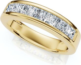 Pompeii3 2Ct TW Mens Princess Cut Diamond Channel Set Wedding Ring Gold Lab Grown