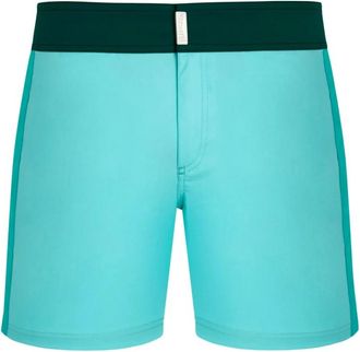 Vilebrequin Stretch Zwemshorts Platte Riem Kleurenblok - Heren - Strandmode - Blauw - L - Leer - Badmode