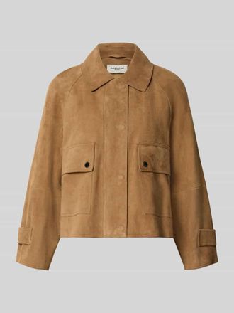 Max Mara Regular Fit Lederjacke aus echtem Ziegenleder Modell ABITO in Mittelbraun, Gr&ouml;&szlig;e 34