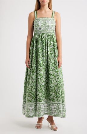 CeCe by Cynthia Steffe Combo Cotton Midi Dress in Salted Lime at Nordstrom, Size Xx-Large