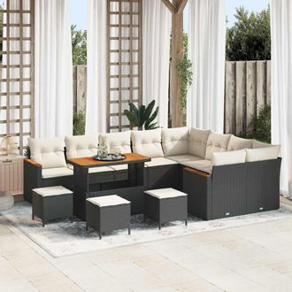 vidaXL Vidaxl Set Divano Da Giardino 13 Pcs Nero Rattan In Polipropilene
