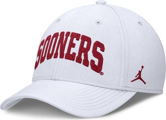Nike Mens Oklahoma Classic Swooshflex Jordan Brand Dri-FIT College Hat in White | JC3A10AOKN-KLK