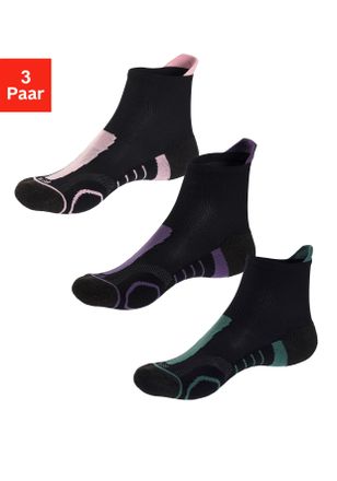 Active By Lascana Wandersocken LASCANA ACTIVE, Damen, Gr. 35-38, bunt (1x schwarz, lila, 1x schwarz, rosa, 1x schwarz, gr&uuml;n), Materialmix, gemustert, elastisch, Socken 