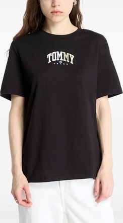 Tommy Jeans logo-print T-shirt - women - Cotton/Regenerative Cotton - S - Black