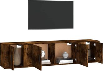 Berkfield Home Classic 3 Piece TV Cabinet Set Smoked Oak Engineered Wood in Brown