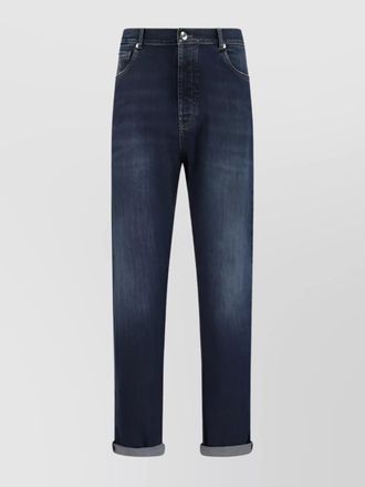 Brunello Cucinelli straight five-pocket cotton jeans with rolled cuffs