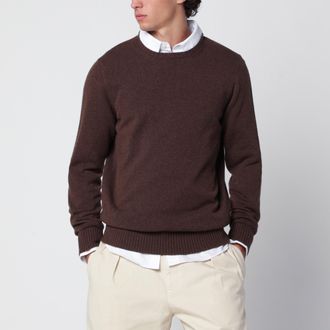 Drumohr Crew-neck sweater in light brown cashmere