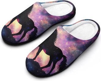 Generic G-alaxy Horse Fashion Cotton Slippers for Women Memory Foam House Slippers Non-Slip House Bedroom Shoes