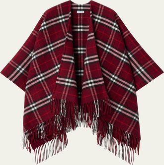 Burberry Charlotte Check Wool Cashmere Cape
