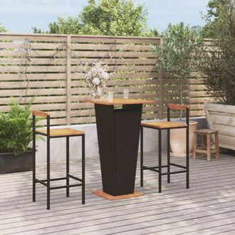Berkfield Home 3 Piece Garden Bar Set Black Poly Rattan&Solid Wood Acacia