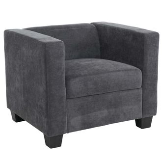Hhg [non Utilizzato] Poltrona Lounge Imbottita Moderno Molle Nosag Serie Lille M65 Stoffa/tessuto Ciniglia (260 G/m&sup2;), Grigio Scuro
