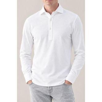 Brunello Cucinelli MenS White Long Sleeve Polo Shirt, Size 3XL