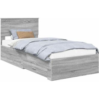vidaXL Bed Frame with Drawer Grey Sonoma 90 x 200 cm Engineered Wood vidaXL