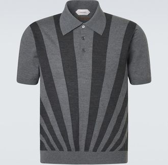 Versace Intarsia striped virgin wool polo shirt