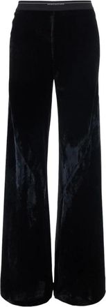 Semicouture Rechte fluwelen broek - Dames - Straight fit broeken - Zwart - XL - Leer - Broeken