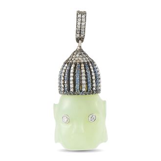 Luxury Bazaar Sterling Silver Diamond, Sapphire, and Jade Pendant MF13-080326