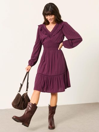 Fat Face FatFace Pippa Purple Jacquard Dress