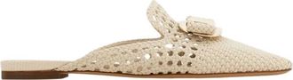 Ferragamo Leren Trenchy Muiltjes - Dames - Slip ons - Beige - 35 1/2 EU - Leer - Schoenen