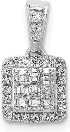 Diamond2Deal 14k White Gold 1/4 carat Diamond Square Halo Cluster Pendant