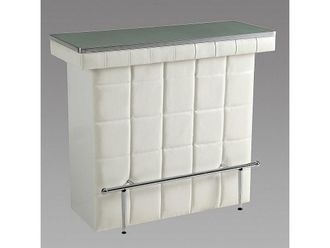 Vente-Unique Mueble bar CARDY - Piel sint&eacute;tica y cristal templado - Blanco