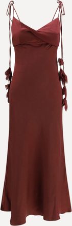Self Portrait Abito midi in satin con dettagli a fiore Woman 10