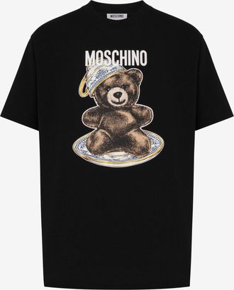 Moschino T-shirt in jersey di cotone organico Moschino Teddy Bear - Nero