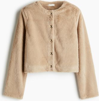 H&M Cardigan aus Teddyfleece - Beige
