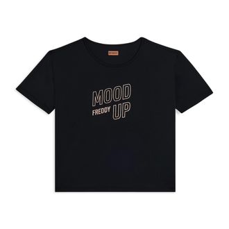 Freddy T-shirt cropped con maniche ampie e stampa Mood Up