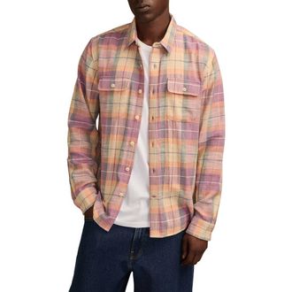 Lucky Brand Plaid Slub Utility Shirt in Red Multi at Nordstrom, Size X-Large