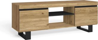 Skraut Home Skraut Home - Mueble De Tv Con Patas naturale Con Patas Roble/negro, Mediano, N&oacute;rdico, 140x40x53cm
