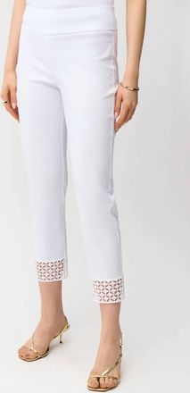 Joseph Ribkoff Lace Hem Pull-On Cropped Pants In White