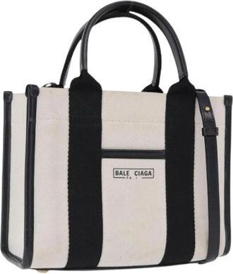 Balenciaga Pre-owned Canvas Hand Bag - Dames - Vintage Shopper - Wit - ONE Size - Leer - Vintage