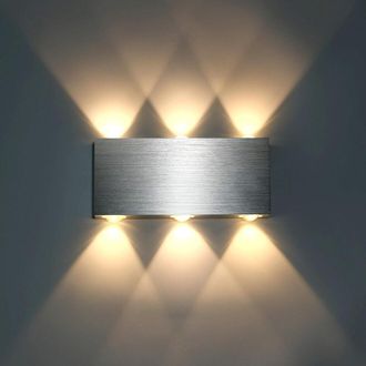 OEM Aplique De Pared Led Moderno De 6w, Plaf&oacute;n De Aluminio, Luz Blanca C&aacute;lida, Apto Para Dormitorios, Salas De Estar, Ba&ntilde;os, Pasillos Y Escaleras (platead