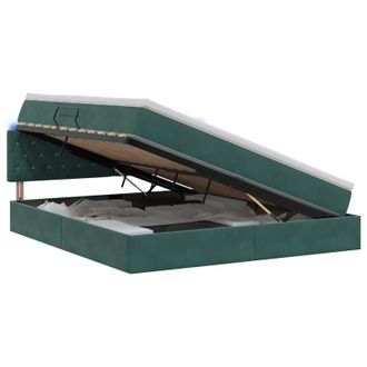 vidaXL Letto Con Contenitore Led E Materasso Verde Scuro 180 X 200 Cm Vidaxl